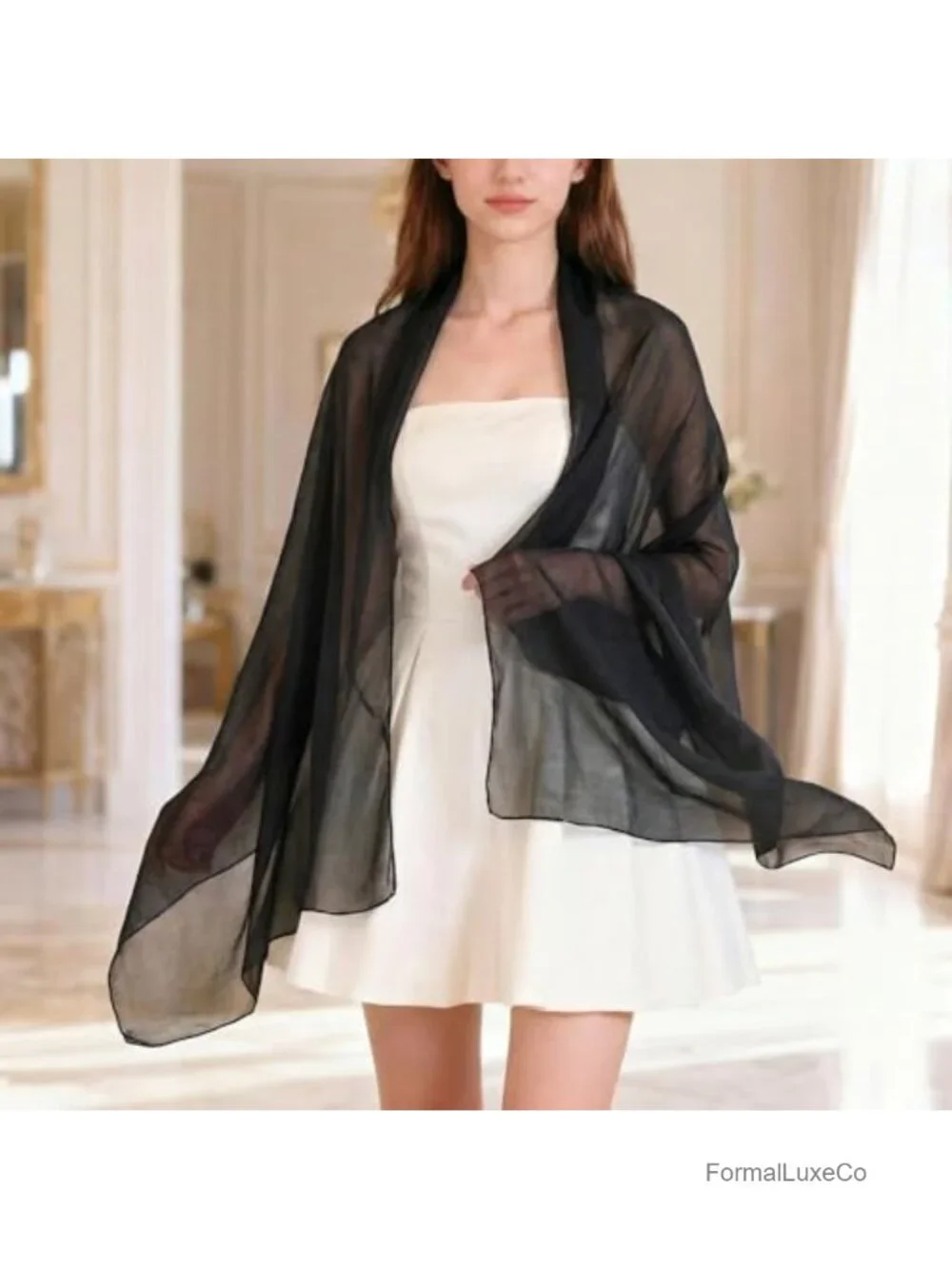 Chiffon Shawl Wrap Lightweight Scarf for Evening Dresses Prom Dating Silky